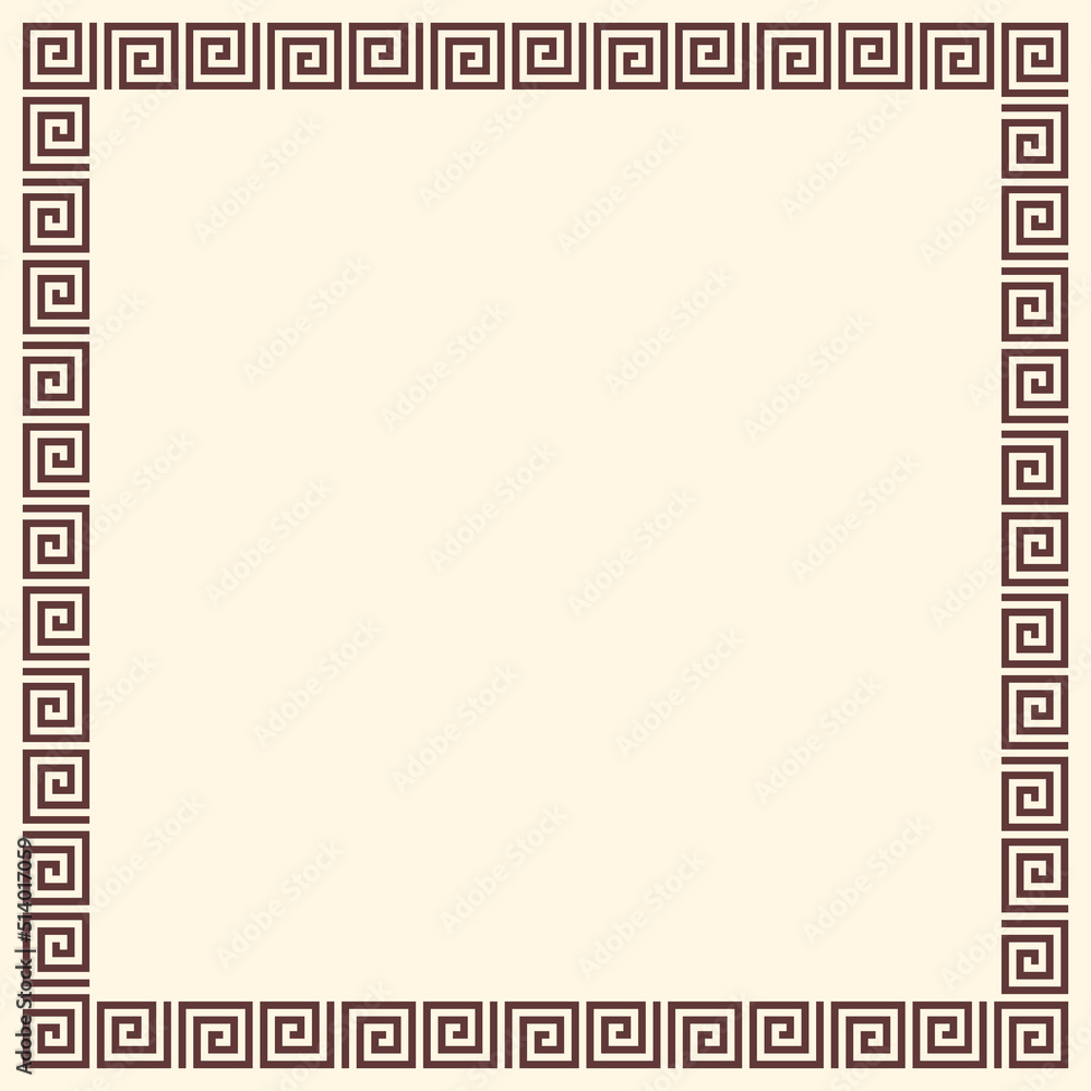 Obraz premium Greek key border, square frame. Decorative ancient meander, greece ornament with repeated geometric motif. Easy to make rectangle frame.