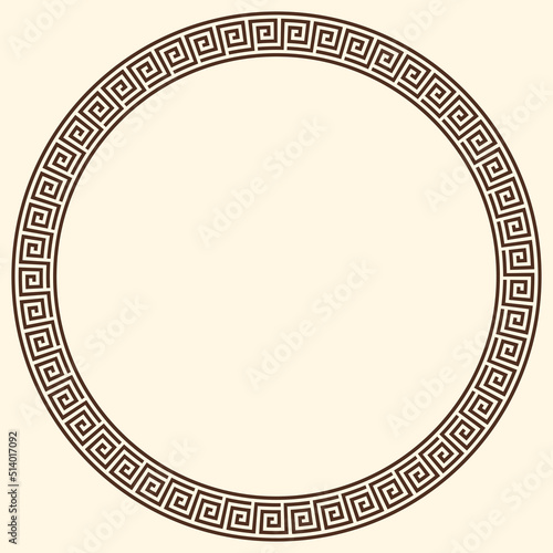 Greek key pattern, round frames. Decorative ancient meander, greece border ornament with repeated geometric motif. Vector EPS10.