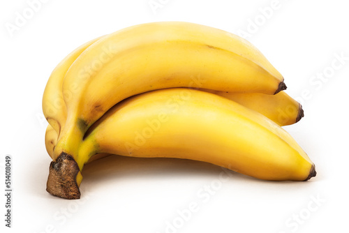 Penca de bananas maduras em fundo branco photo