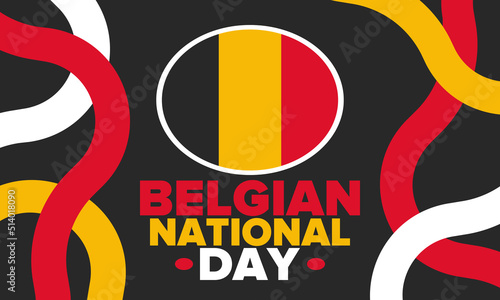 Belgian National Day. Belgium Independence day. Annual holiday in Belgium, celebrated in Jule 21. Patriotic design. Poster, greeting card, banner and background. Vector illustration