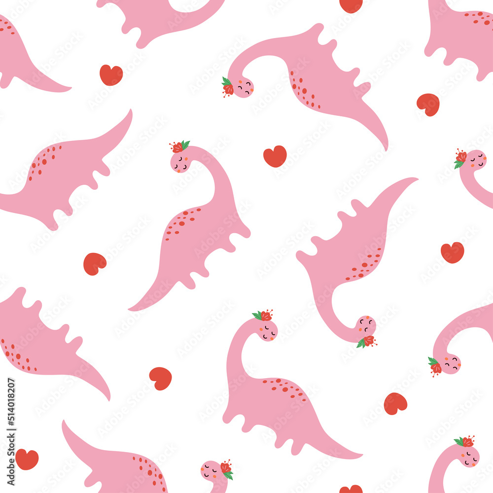 Cute dinosaur pattern. Childish seamless print Cute dinosaur pattern. Childish seamless print