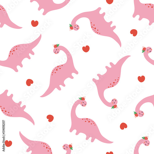 Fototapeta Naklejka Na Ścianę i Meble -  Cute dinosaur pattern. Childish seamless print