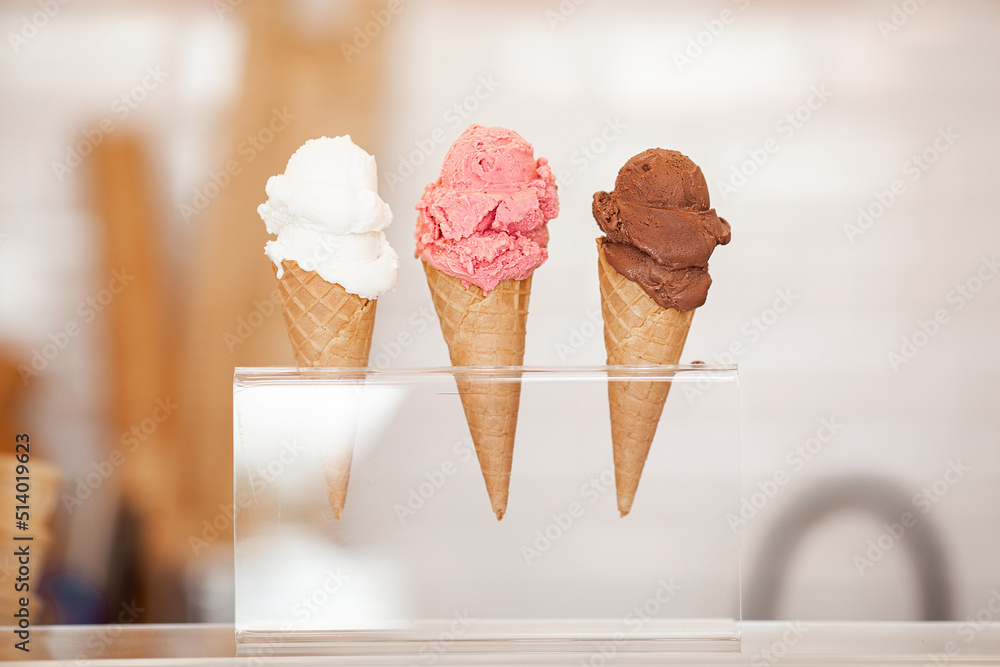 Ice cream closeup picture. Cold dessert. Summer fresh sweets. Stock