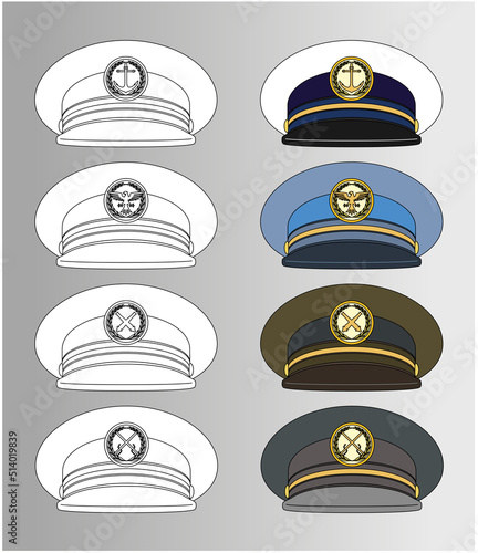 Military officer hat, generic design, vector illustration