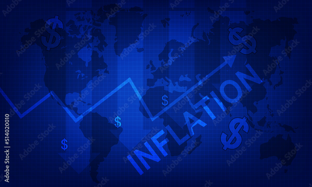 Inflation background worldwide due to pandemic. Graph showing increase in inflation Worldwide background concept Inflation background worldwide due to pandemic. Graph showing increase in inflation Worldwide background concept