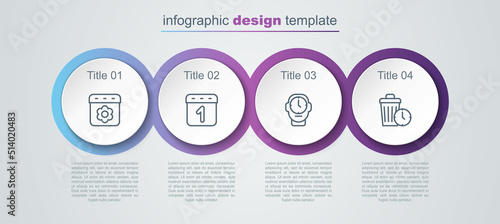 Wallpaper Mural Set line Calendar spring, Clock and Waste of time. Business infographic template. Vector Torontodigital.ca