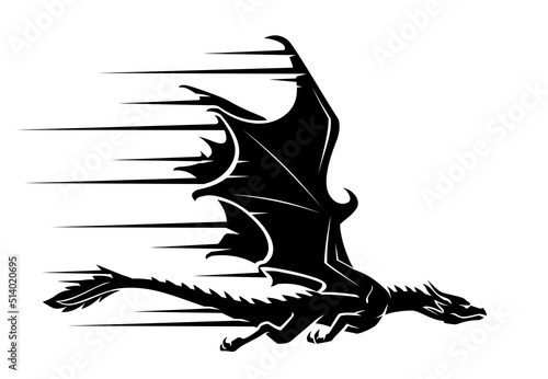 Dragon Speed Design, Medieval Fantasy Reptile Silhouette
