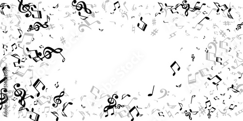 Music note icons vector backdrop. Melody