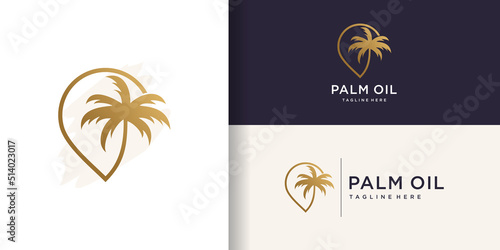 Palm oil logo design with modern abstract concept Premium Vector