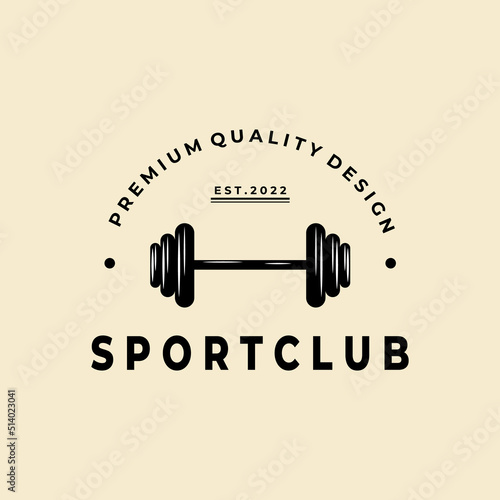 fitness with sports equipment logo vintage icon vector design