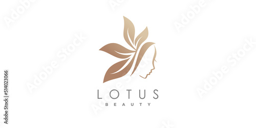 Beauty woman logo design with creative unique style Premium Vector