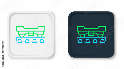 Line Cargo train wagon icon isolated on white background. Freight car. Railroad transportation. Colorful outline concept. Vector