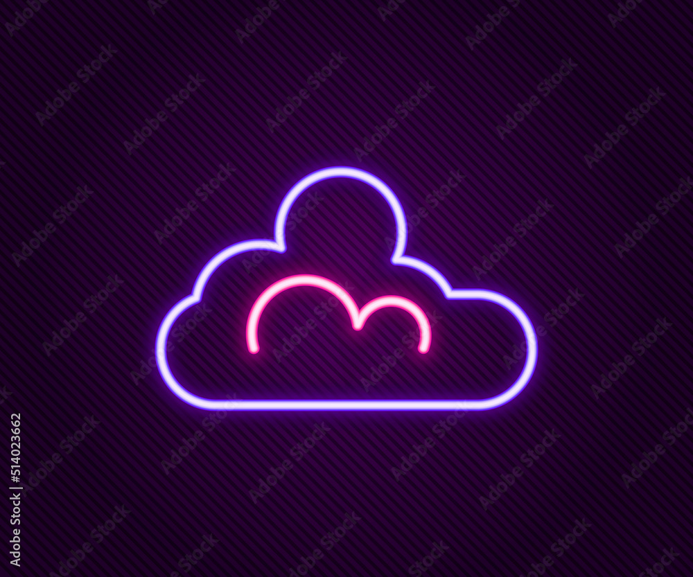 Glowing neon line Cloud weather icon isolated on black background. Colorful outline concept. Vector Glowing neon line Cloud weather icon isolated on black background. Colorful outline concept. Vector