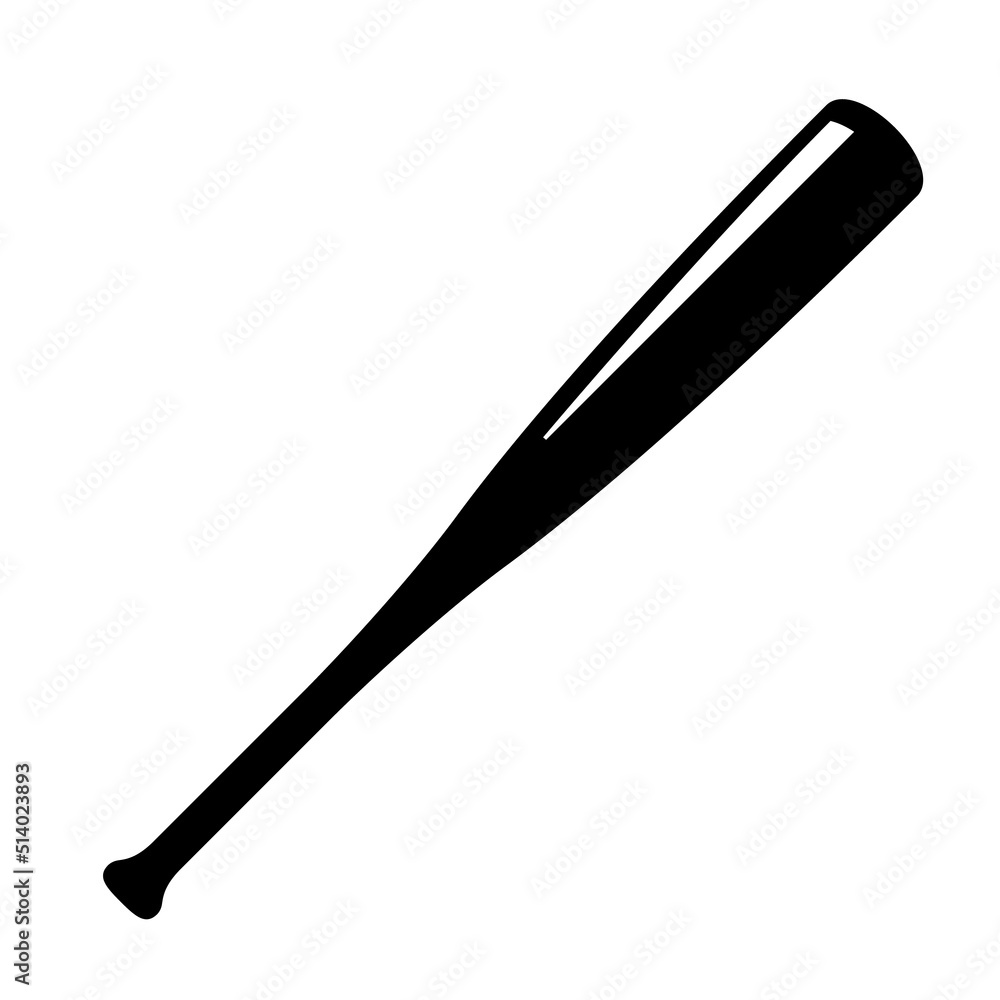 Baseball bat glyph icon. Clipart image isolated on white background Baseball bat glyph icon. Clipart image isolated on white background