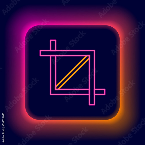 Glowing neon line Picture crop photo icon isolated on black background. Colorful outline concept. Vector