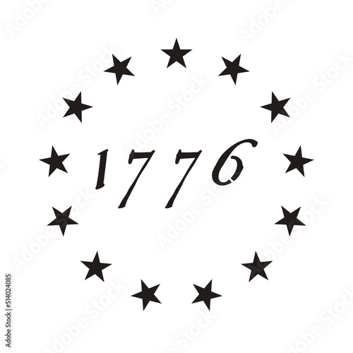 Betsy ross 1776 stencil. Clipart image isolated on white background