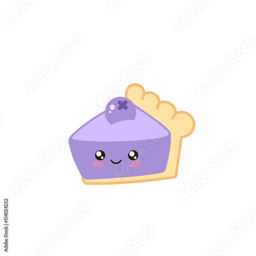 Cute kawaii key black currant pie icon. Clipart image isolated on white background