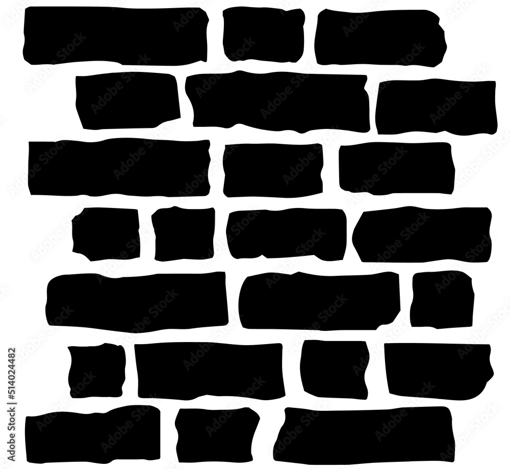 Grunge brick wall stencil silhouette. Clipart image isolated on white background Grunge brick wall stencil silhouette. Clipart image isolated on white background