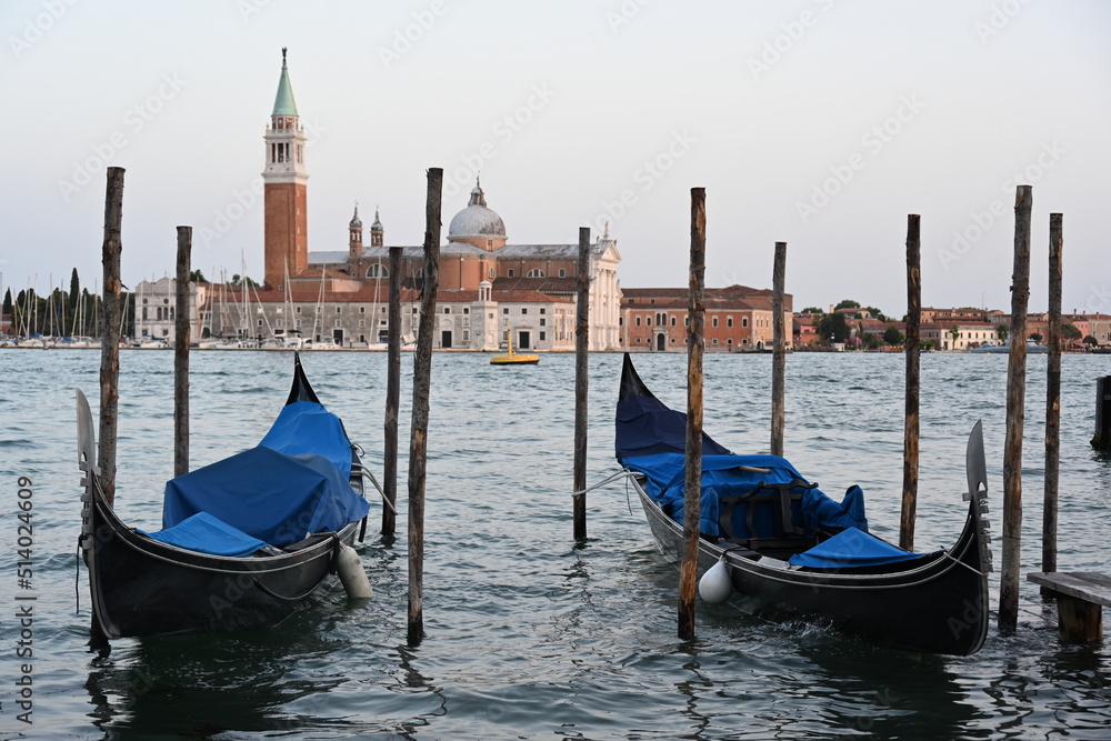 Gondolas on the Grand Canal in Venice,Italy