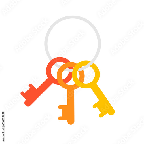Bunch of three keys cartoon icon. Clipart image isolated on white background