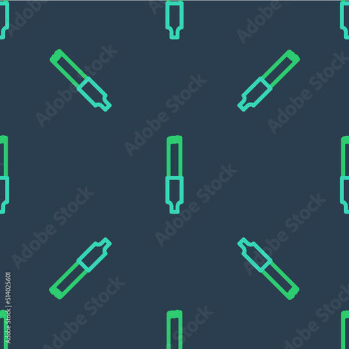 Line Cigarette icon isolated seamless pattern on blue background. Tobacco sign. Smoking symbol. Vector