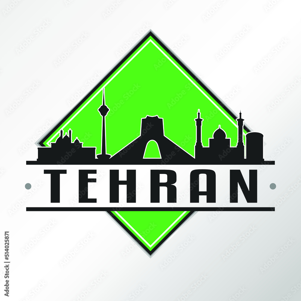 Tehran, Tehran Province, Iran Skyline Logo. Adventure Landscape Design Vector City Illustration Vector.
