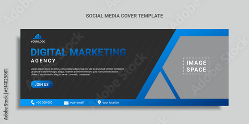 digital marketing social media cover or web banner with blue gradient