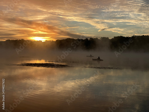 early morning kayak fishing