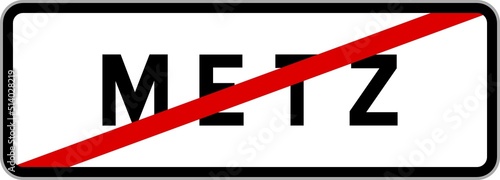Canvas Print Panneau sortie ville agglomération Metz / Town exit sign Metz