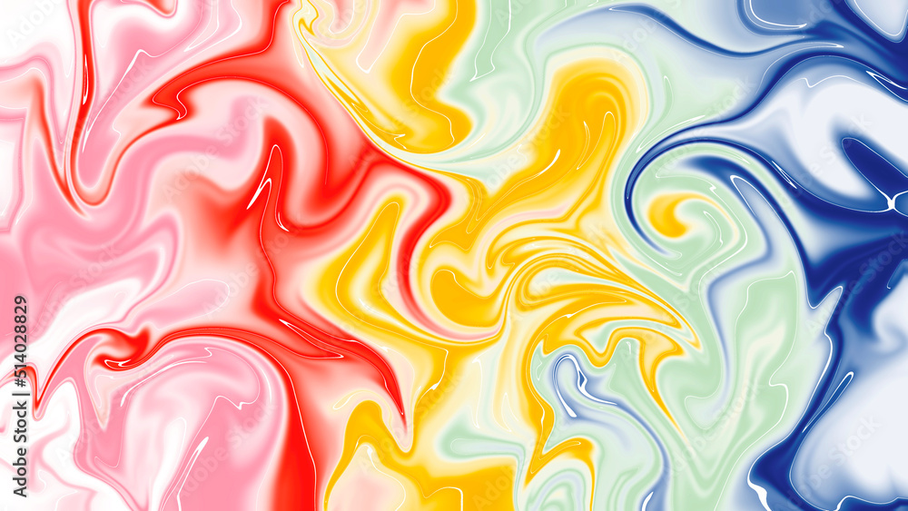 wet liquid-like paints in flow, vibrant colorful background