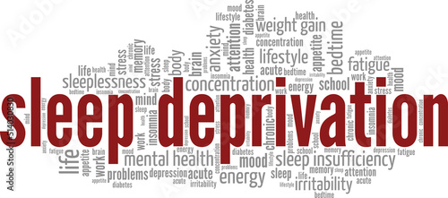 Sleep Deprivation word cloud conceptual design isolated on white background.