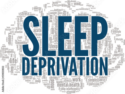 Sleep Deprivation word cloud conceptual design isolated on white background.