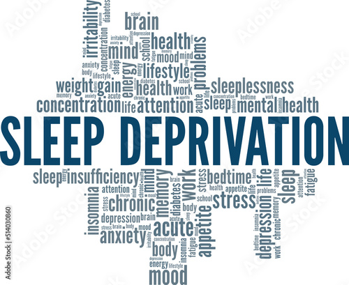 Sleep Deprivation word cloud conceptual design isolated on white background.