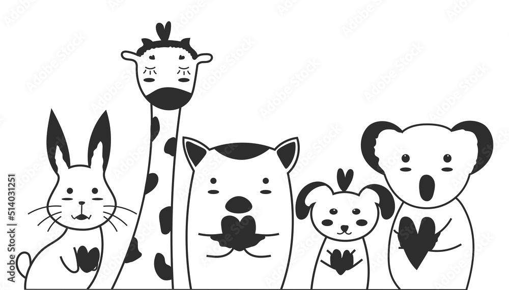Illustration of animals hand drawn in cartoon style editable vector eps 10 Illustration of animals hand drawn in cartoon style editable vector eps 10