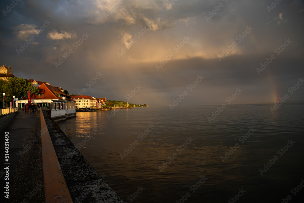 Lake Constance dramatic sunset, Meersburg, Germany