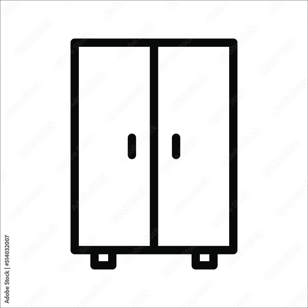 Wardrobe Icon Symbol Isolated On White Background. Wardrobe Icon Symbol Isolated On White Background.