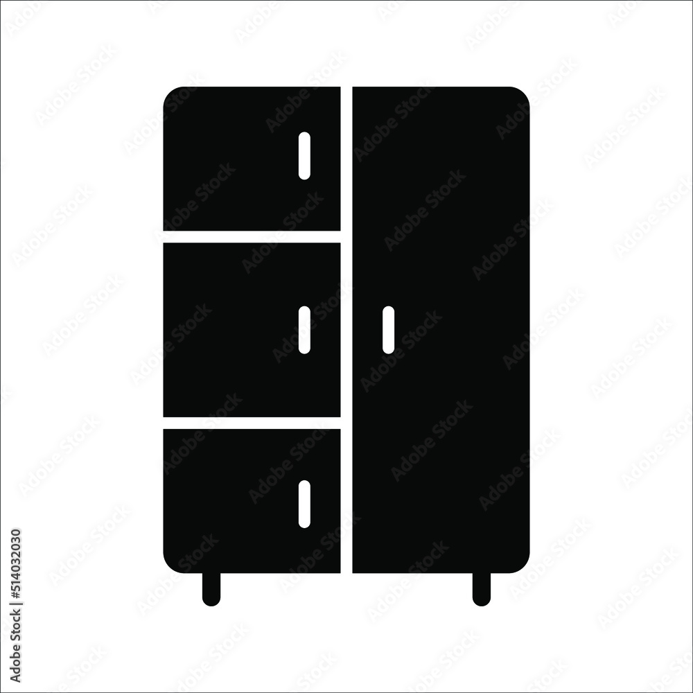 Wardrobe Icon Symbol Isolated On White Background. Wardrobe Icon Symbol Isolated On White Background.