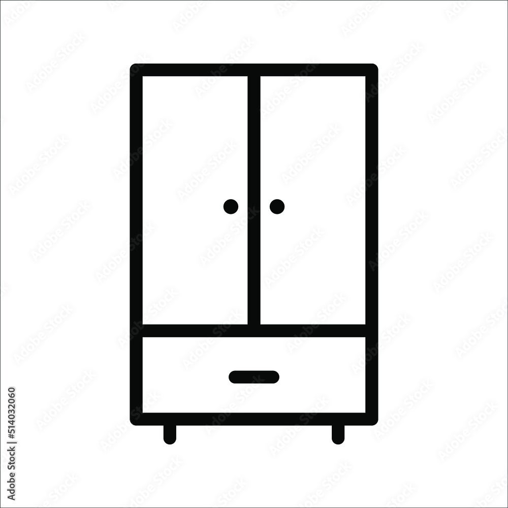 Wardrobe Icon Symbol Isolated On White Background. Wardrobe Icon Symbol Isolated On White Background.