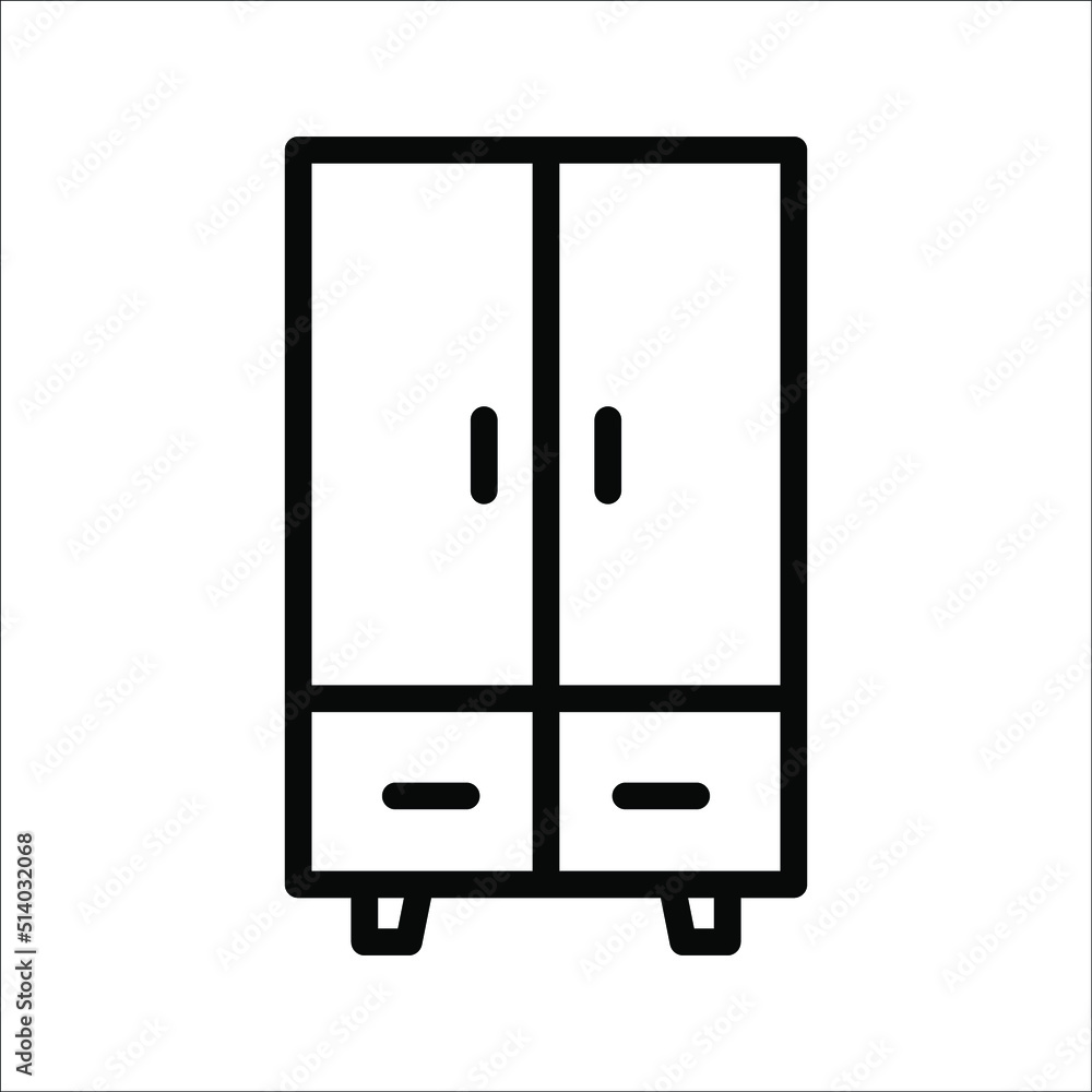 Wardrobe Icon Symbol Isolated On White Background. Wardrobe Icon Symbol Isolated On White Background.