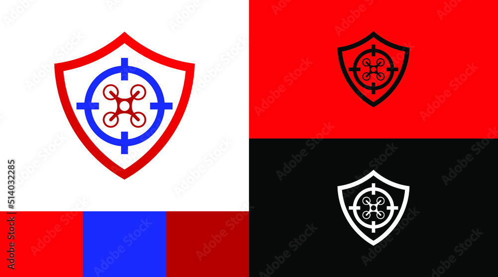 Drone Protection Shield Logo Design Concept Drone Protection Shield Logo Design Concept