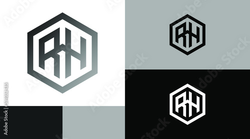 RH Monogram Hexagonal geometric Logo Design Concept