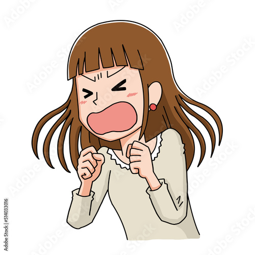 大声で叫ぶ女性