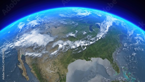 3D Rendering Earth From Space North America