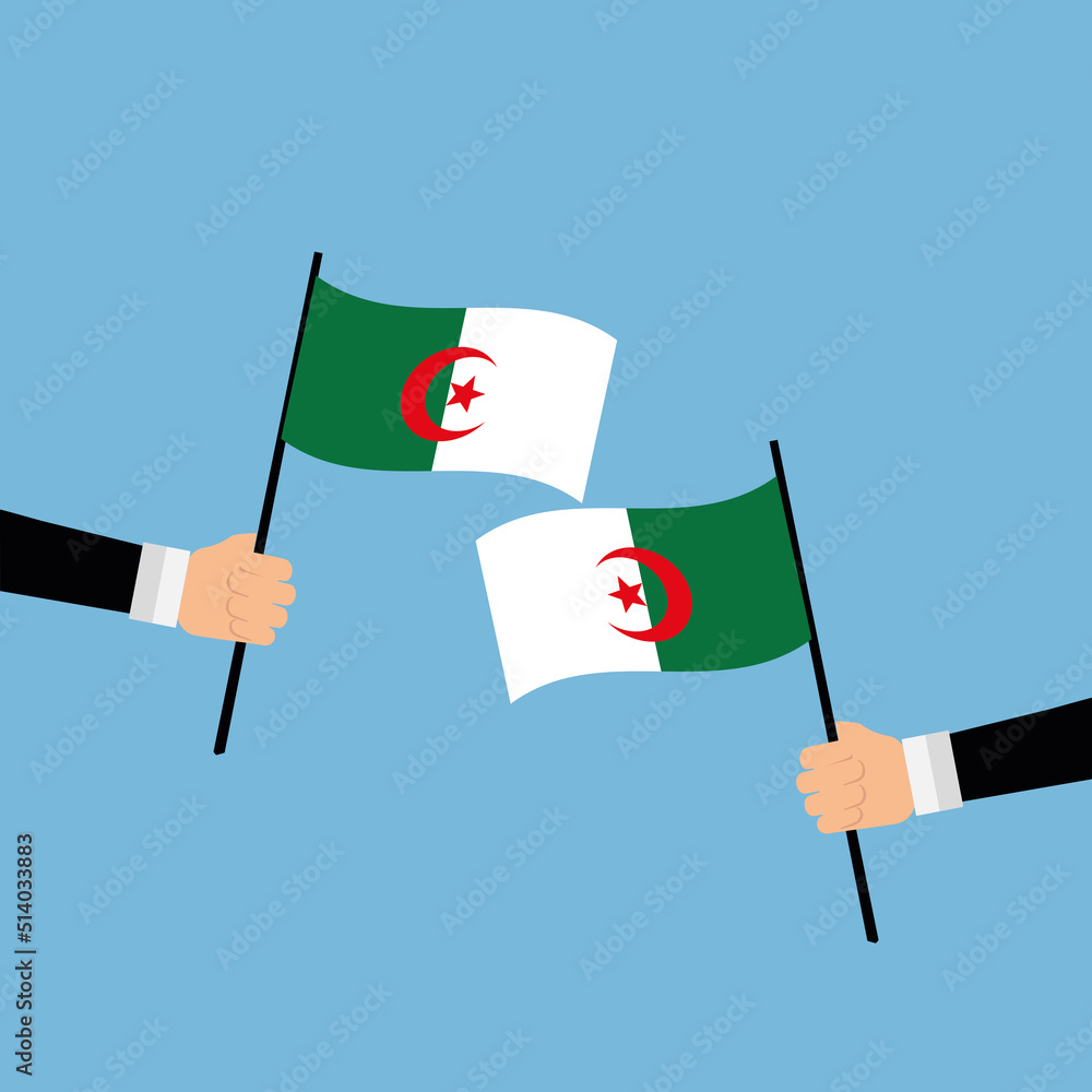 Algerian flags. Algeria national symbols together. Stock Vector Adobe