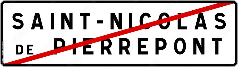 Panneau sortie ville agglomération Saint-Nicolas-de-Pierrepont / Town exit sign Saint-Nicolas-de-Pierrepont Panneau sortie ville agglomération Saint-Nicolas-de-Pierrepont / Town exit sign Saint-Nicolas-de-Pierrepont