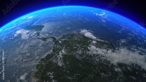 Fototapeta Naklejka Na Ścianę i Meble -  3D Rendering Earth From Space Central America