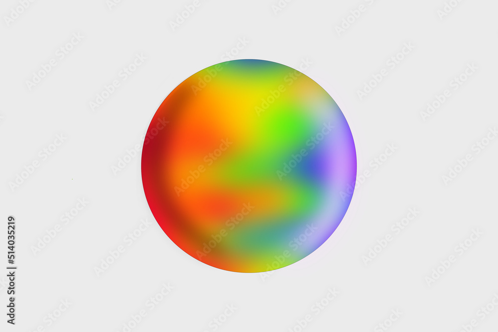 Button or icon sphere with rainbow color. Illustration.