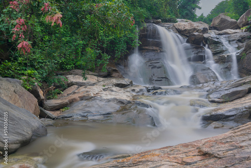 Beautiful Turga waterfall having full streams of water flowing downhill amongst stones   duriing monsoon due to rain at Ayodhya pahar  hill  - at Purulia  West Bengal  India.