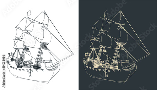 Fotografering Sailing ship from the 16th-18th centuries