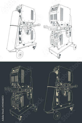 Welding machines on the welding cart drawings
